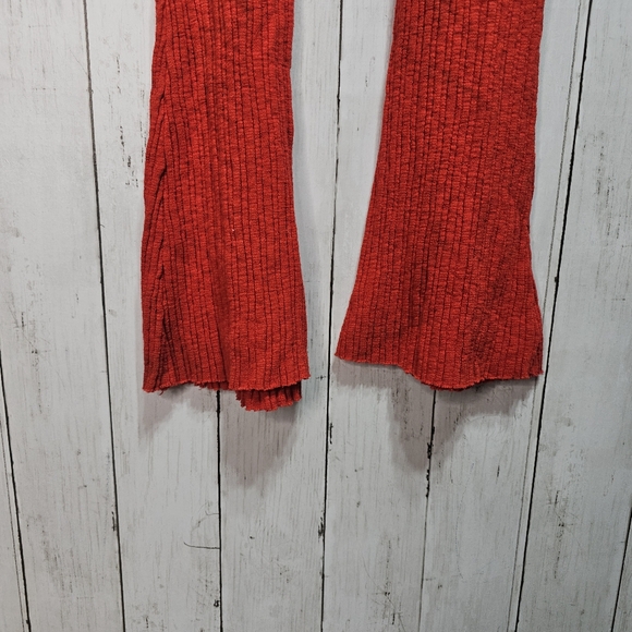 Urban Outfitters UO Rosie Ribbed Red Flare Leg Cotton Blend Pants Size Small. - Picture 5 of 11
